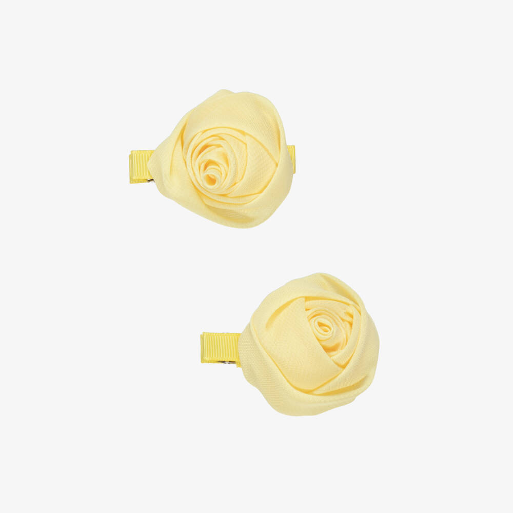 Abel & Lula-Girls Yellow Rose Hair Clips (2 Pack) | Childrensalon