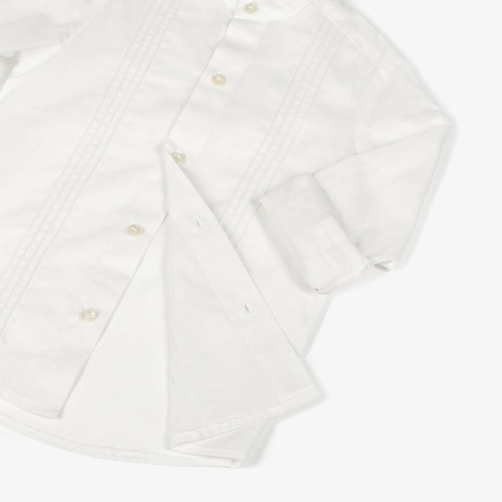 Abuela Tata-Boys Ivory & Blue Shorts Set | Childrensalon