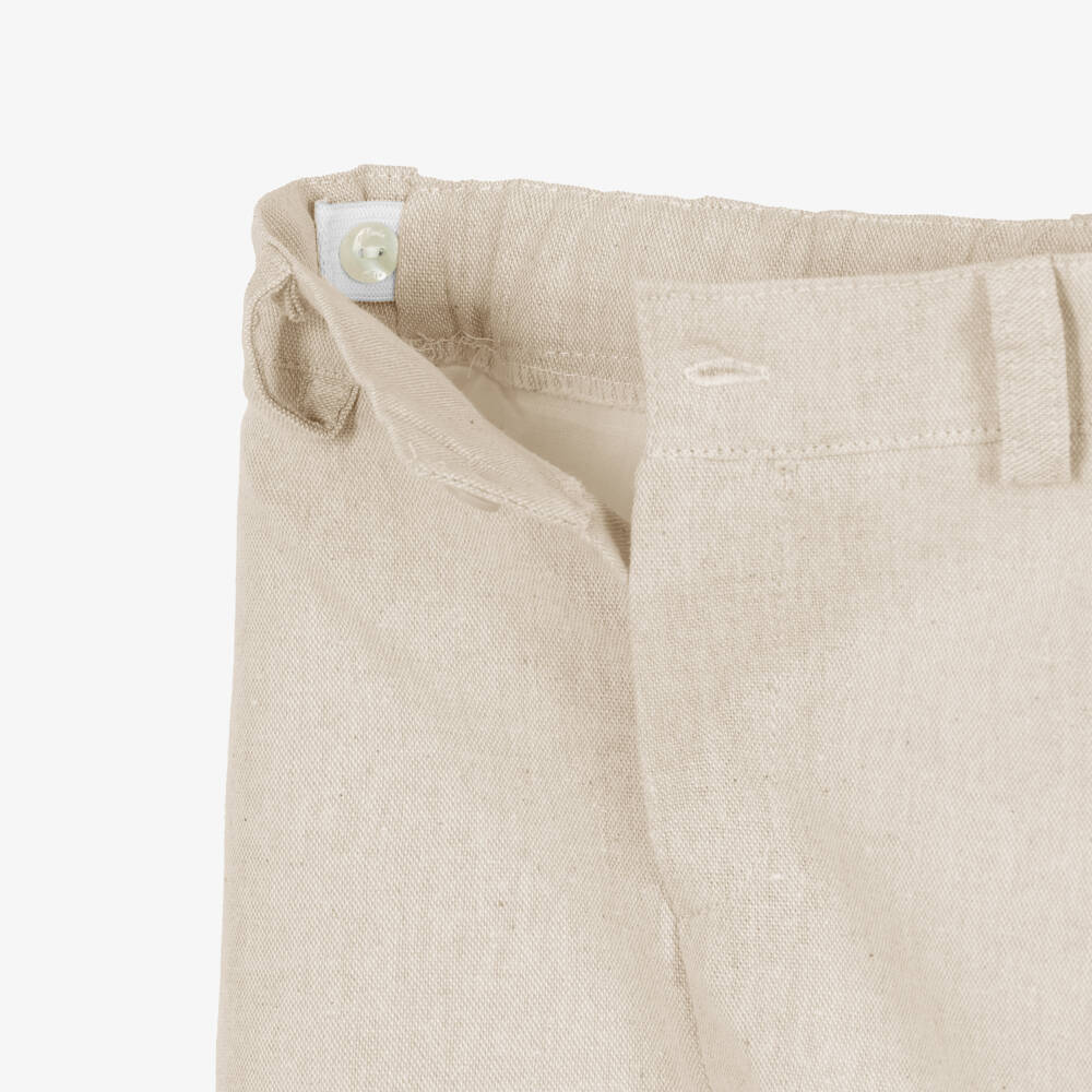 Abuela Tata-Boys Ivory Shirt & Beige Shorts Set | Childrensalon