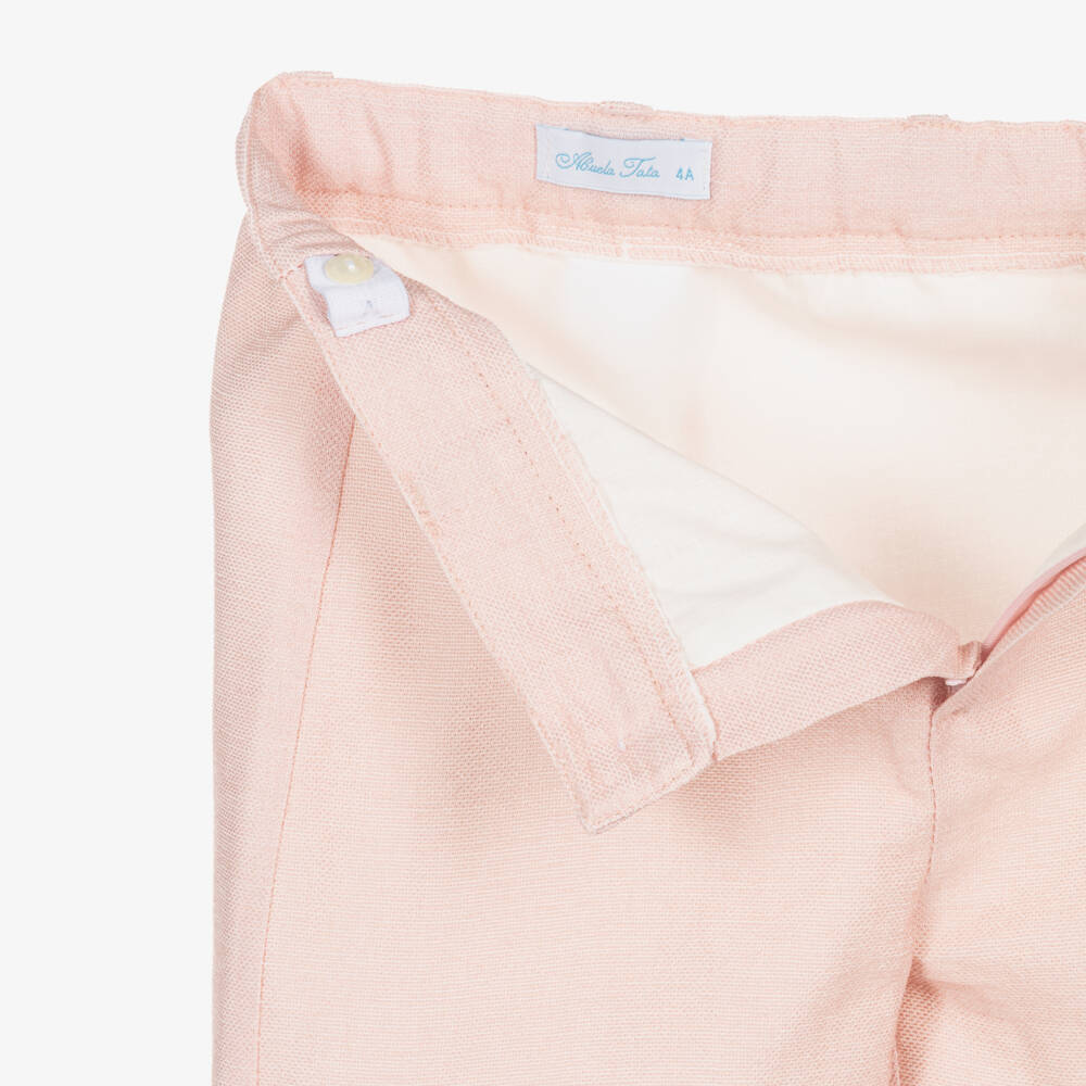 Abuela Tata-Boys White Shirt & Pale Pink Shorts Set | Childrensalon