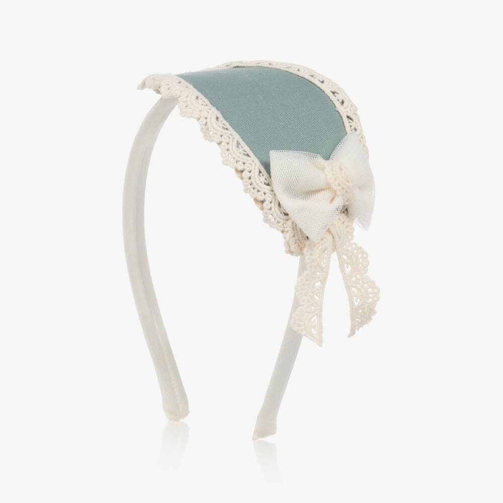 Abuela Tata-Girls Green & Ivory Lace Rosette Hairband | Childrensalon