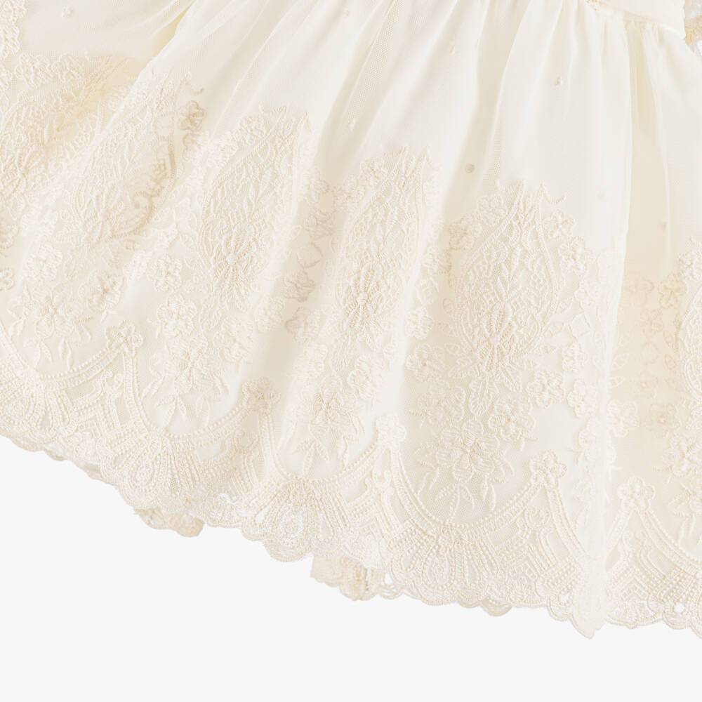 Abuela Tata-Girls Ivory Embroidered Tulle Dress Set | Childrensalon