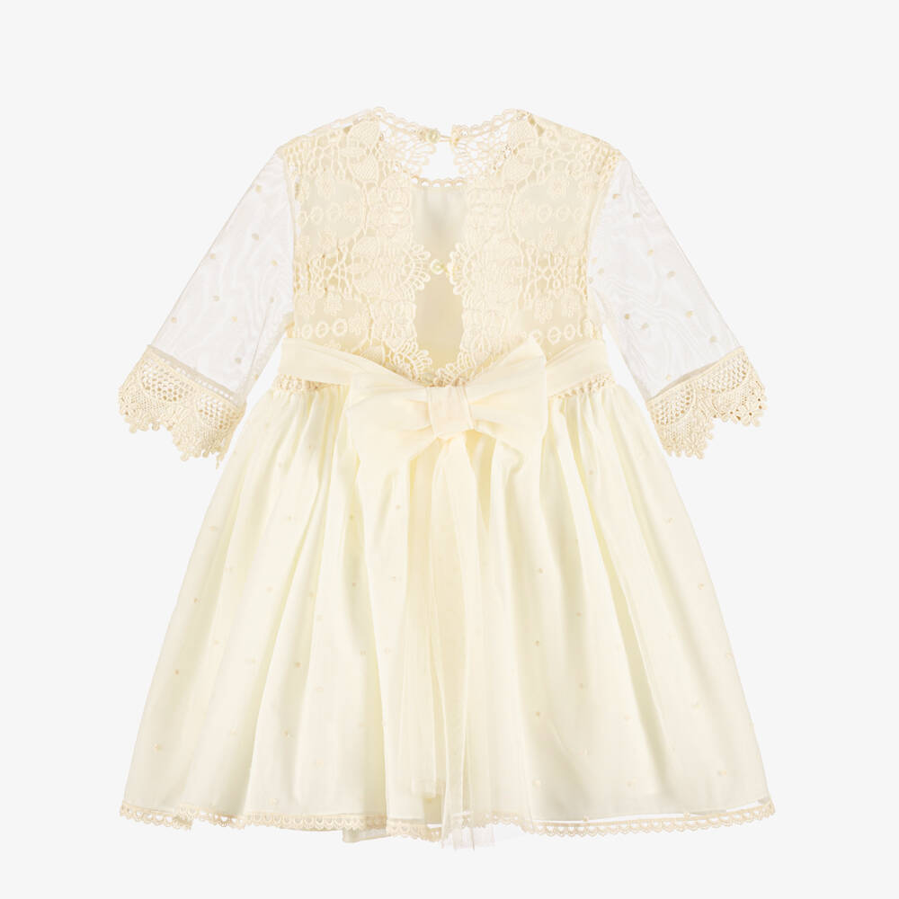 Abuela Tata-Girls Ivory Lace & Tulle Dress | Childrensalon