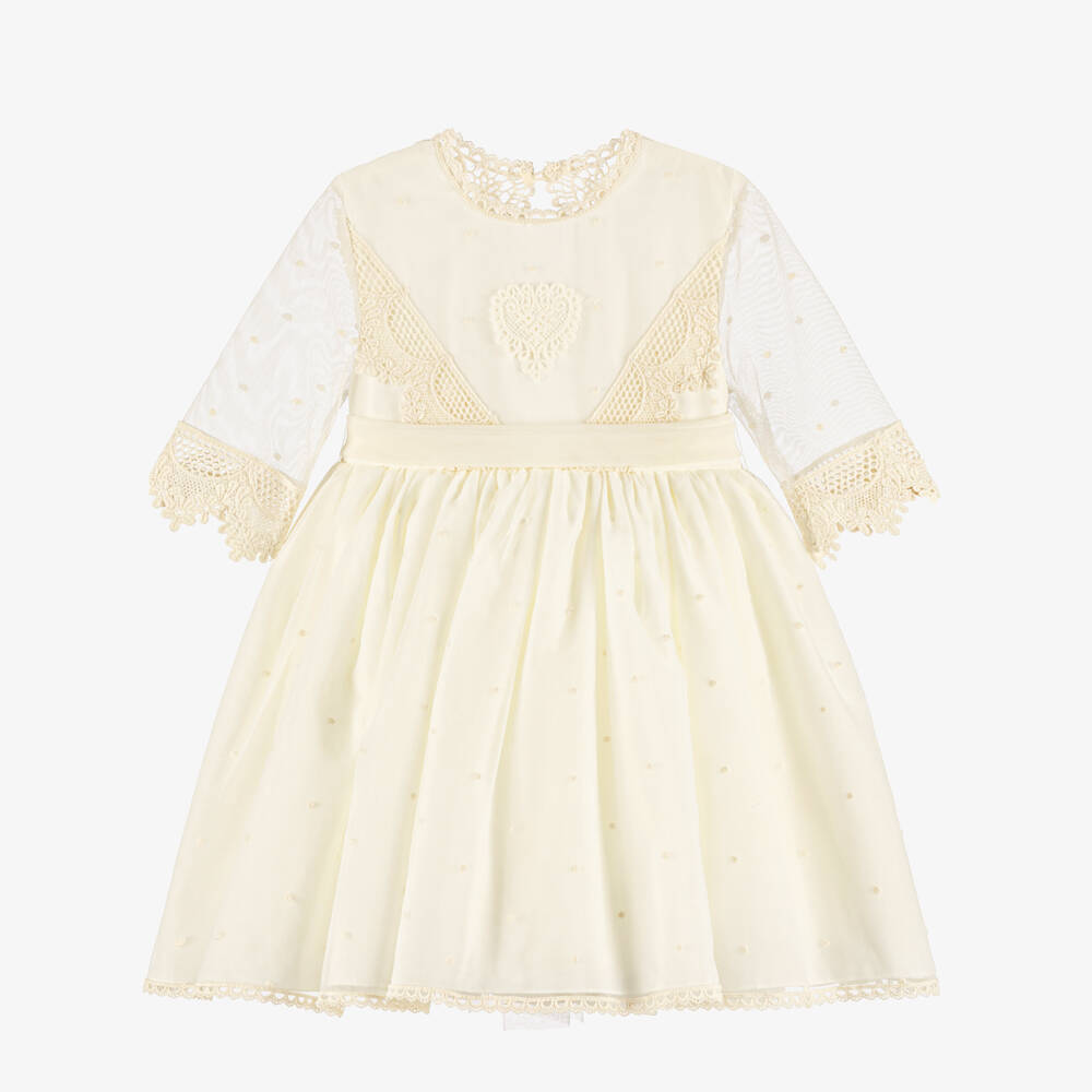 Abuela Tata-Girls Ivory Lace & Tulle Dress | Childrensalon