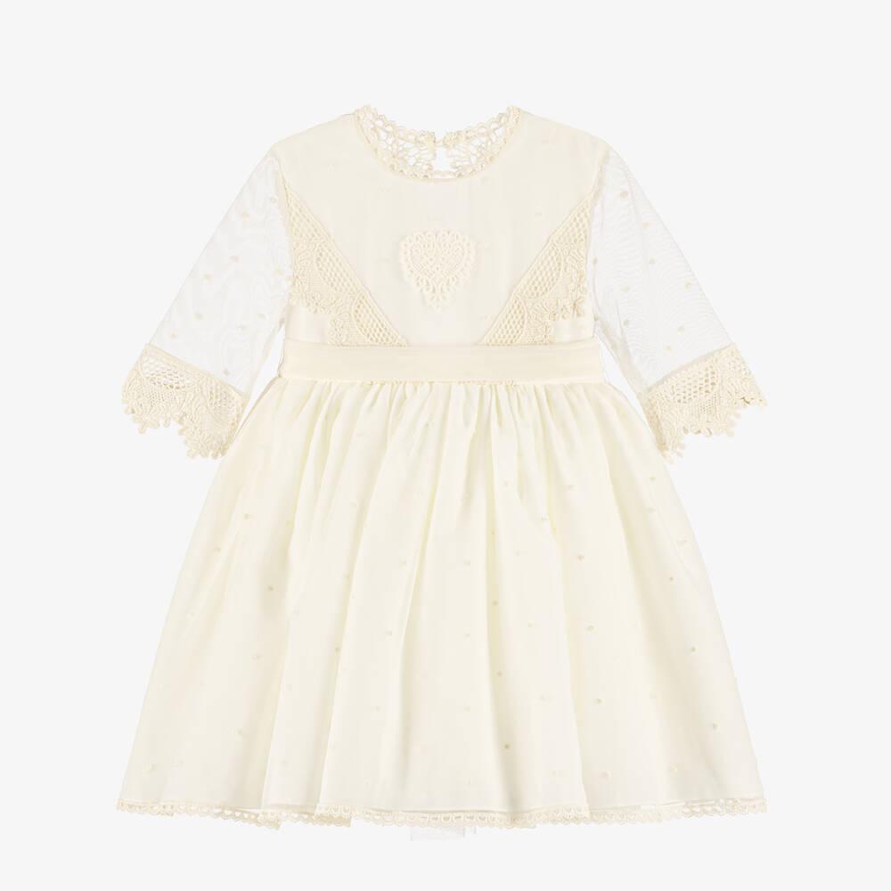 Abuela Tata-Girls Ivory Lace & Tulle Dress | Childrensalon