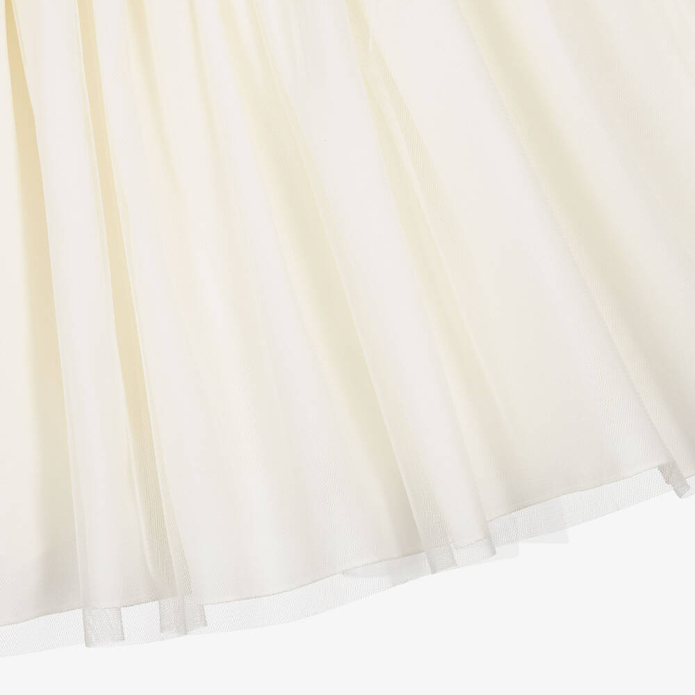 Abuela Tata-Girls Ivory & Mint Green Dress with Lace Embroidery | Childrensalon