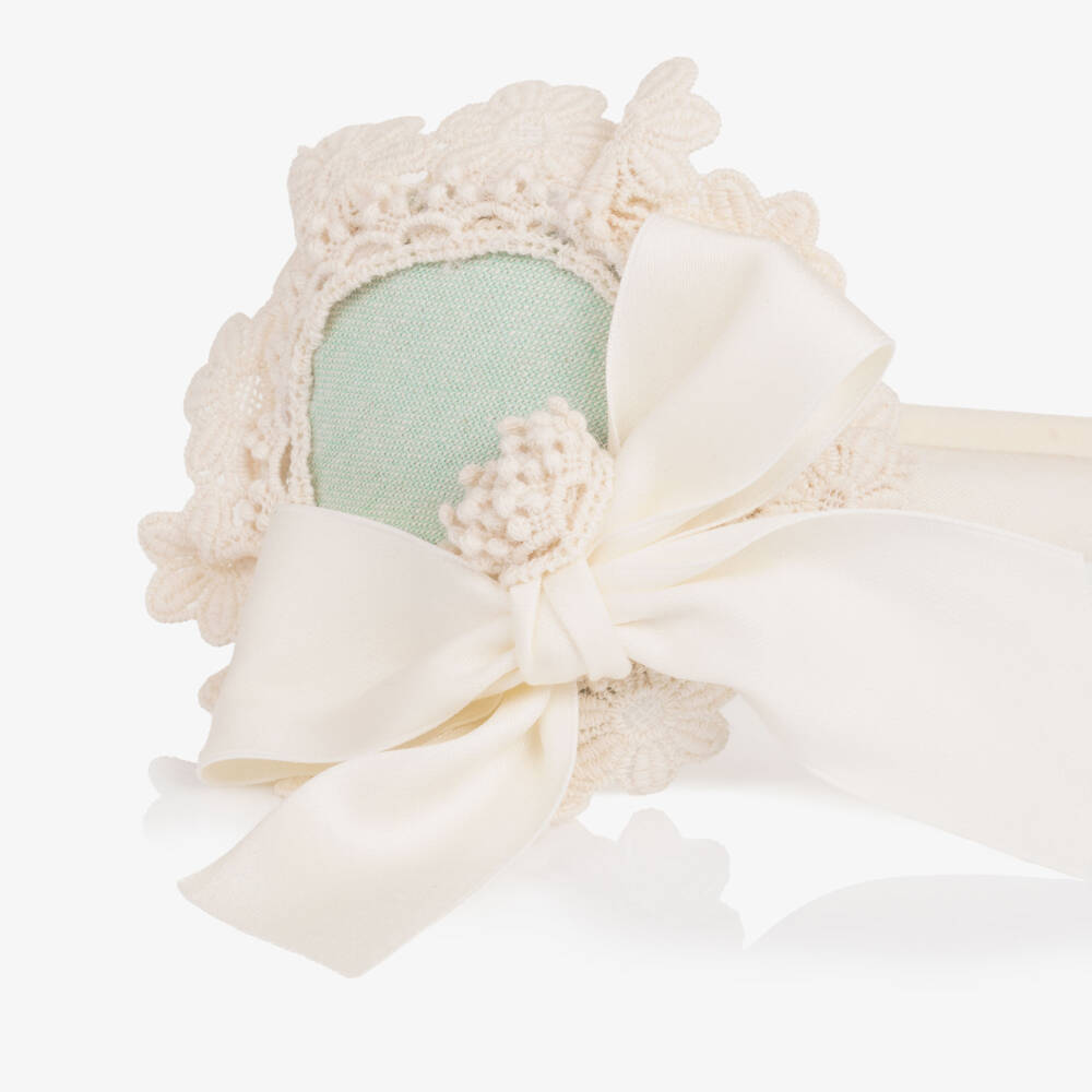 Abuela Tata-Girls Ivory & Mint Green Rosette Hairband | Childrensalon