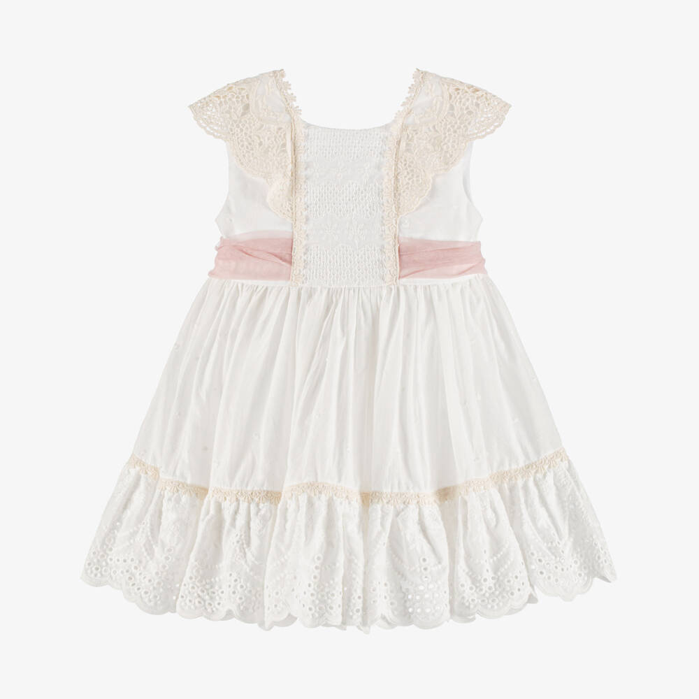 Abuela Tata-Girls Ivory & Pale Pink Tulle Dress | Childrensalon