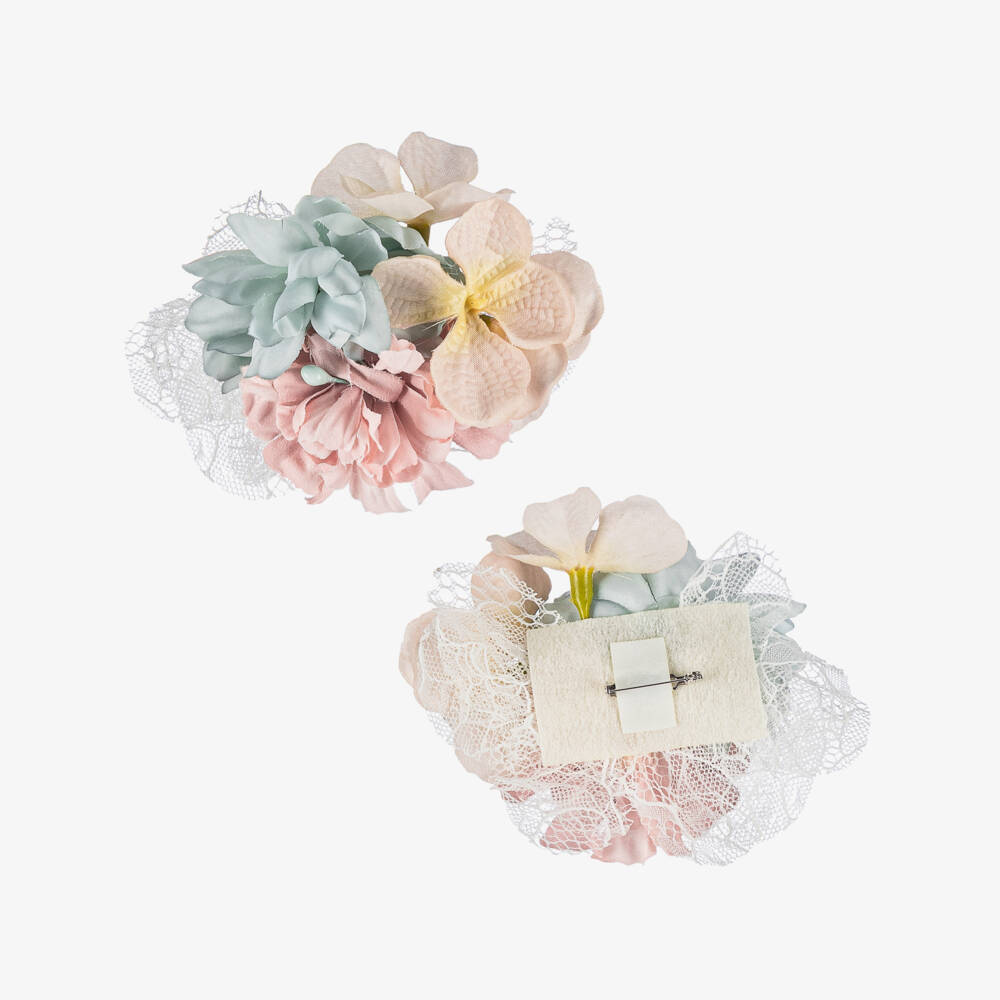 Abuela Tata-Girls Ivory & Pink Tulle Gown with Lace | Childrensalon