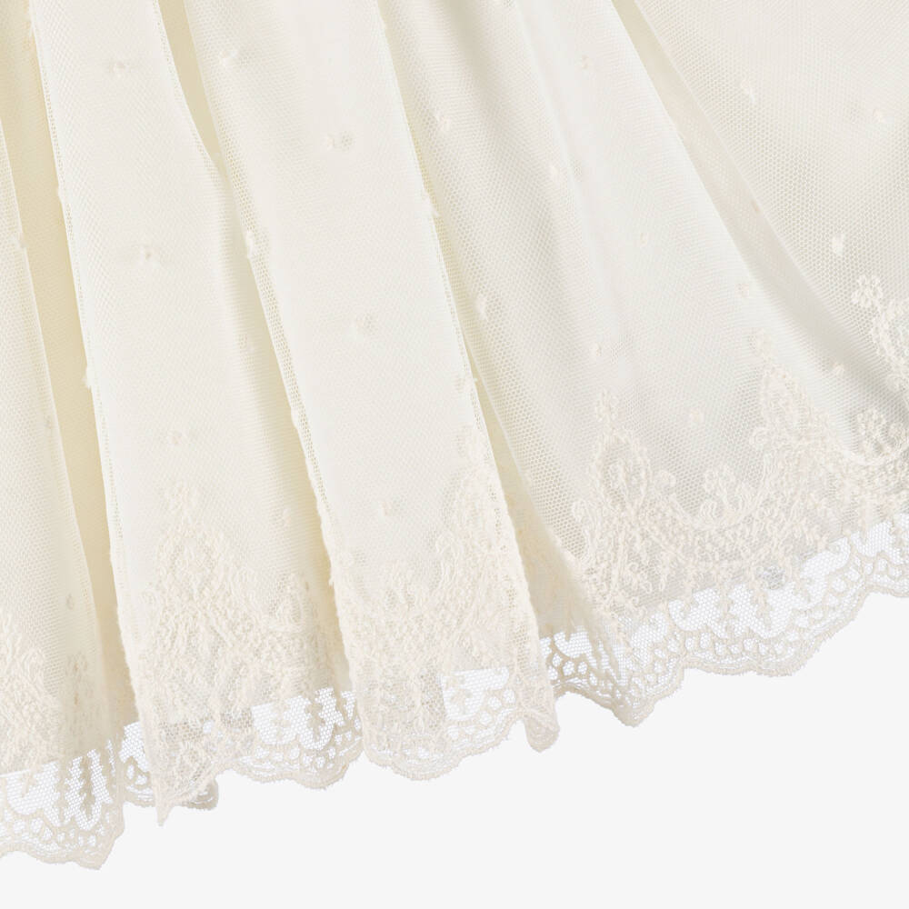 Abuela Tata-طقم فستان وقبعة تول لون عاجي للبنات | Childrensalon