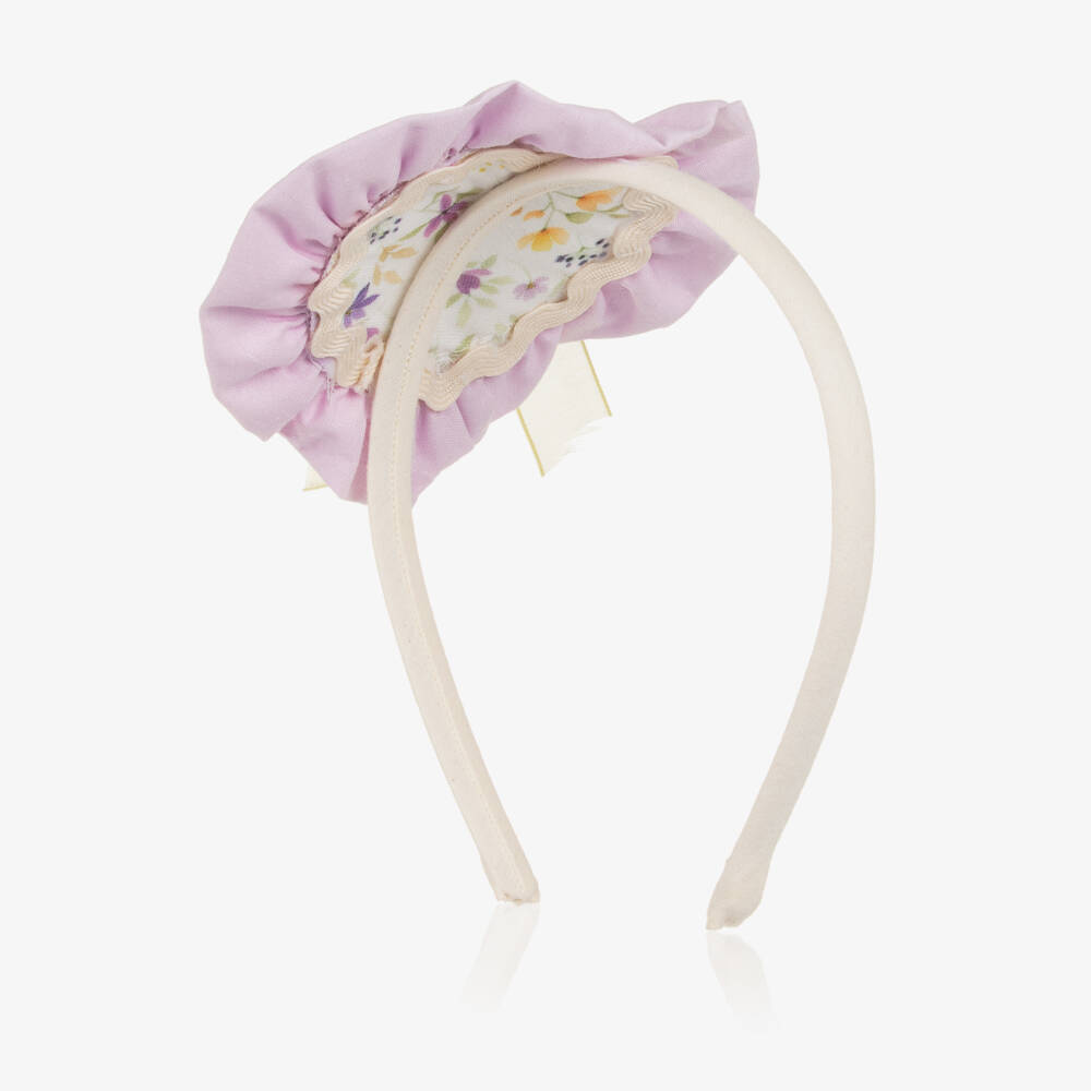 Abuela Tata-Girls Lilac Floral Rosette Hairband | Childrensalon