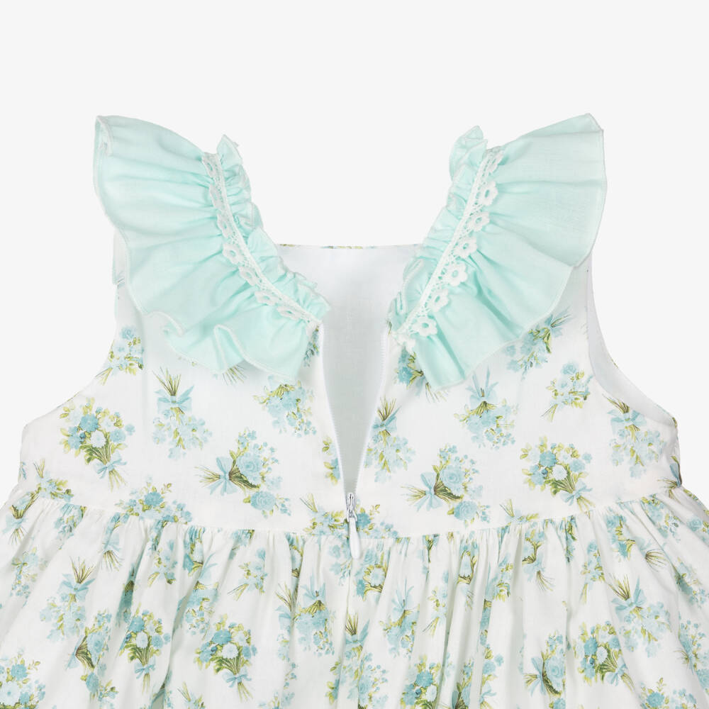 Abuela Tata-Girls Pale Green Floral Print Dress Set | Childrensalon