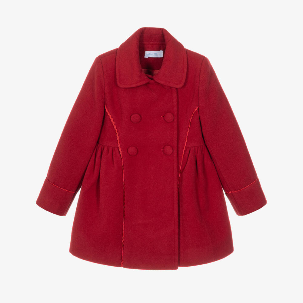 Abuela Tata-Girls Red Felted Traditional Coat | Childrensalon