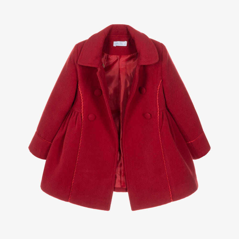 Abuela Tata-Girls Red Felted Traditional Coat | Childrensalon