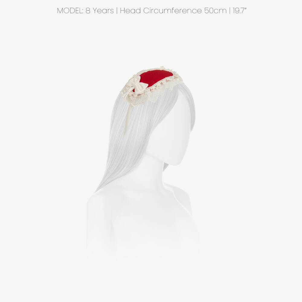 Abuela Tata-Girls Red & Ivory Lace Rosette Hairband | Childrensalon
