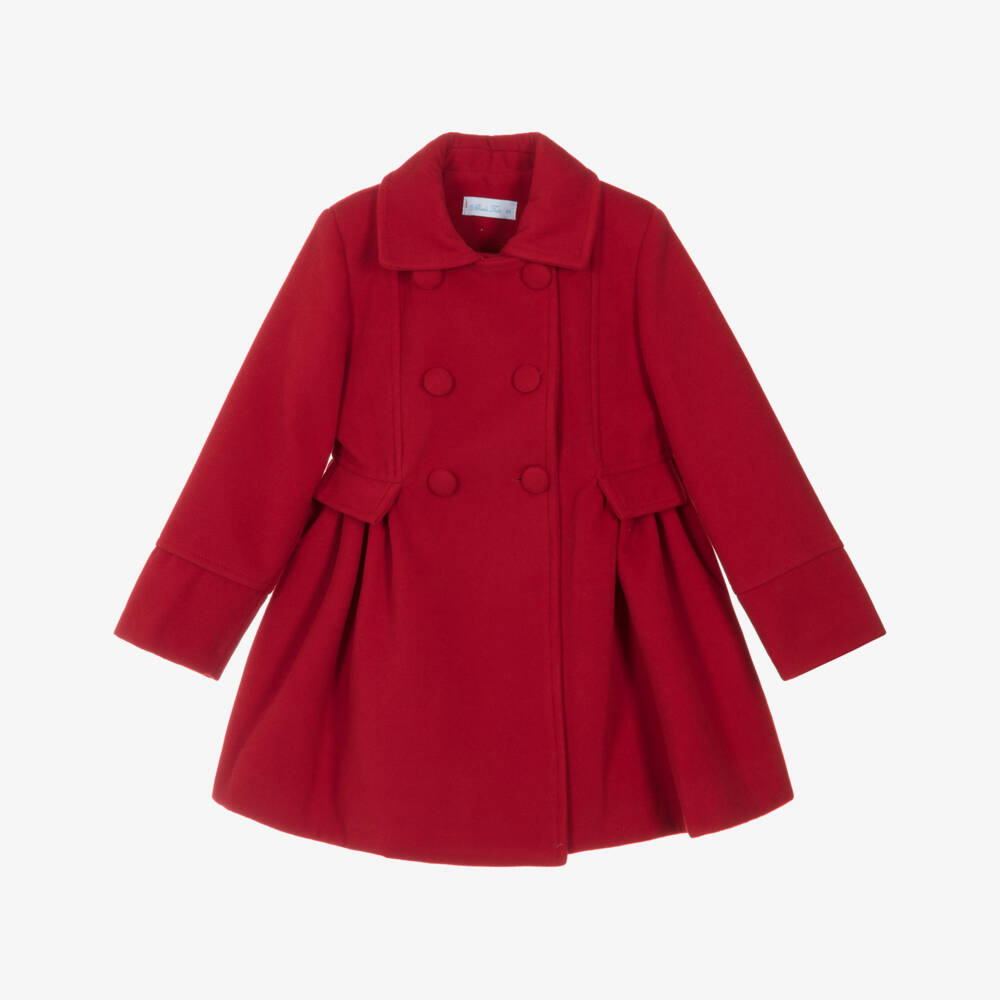 Abuela Tata-Girls Traditional Red Felted Coat with Bow | Childrensalon