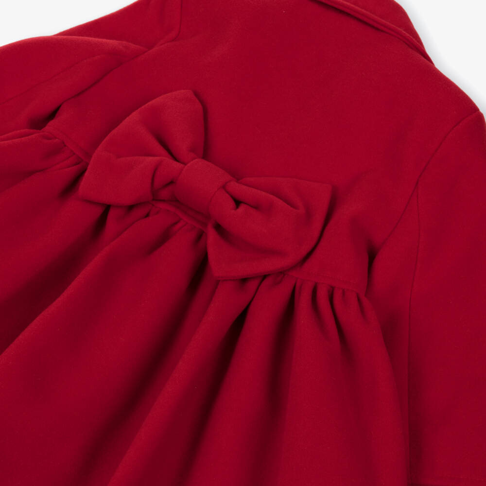 Abuela Tata-Пальто традиционное красное фетровое с бантом для девочек | Childrensalon