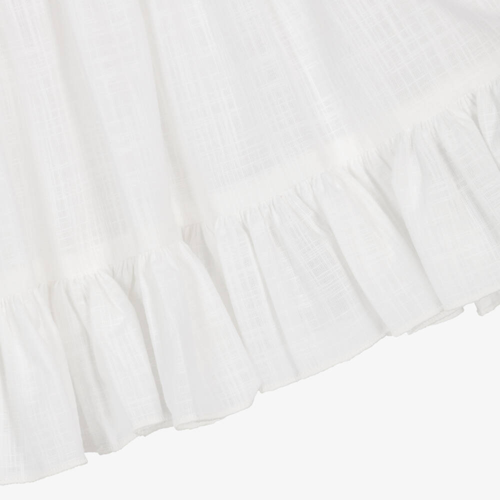 Abuela Tata-Girls White Cotton Ruffle Dress Set | Childrensalon