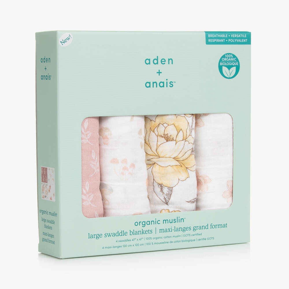 aden + anais-Хлопковые муслиновые пеленки для малышек (4шт.) | Childrensalon