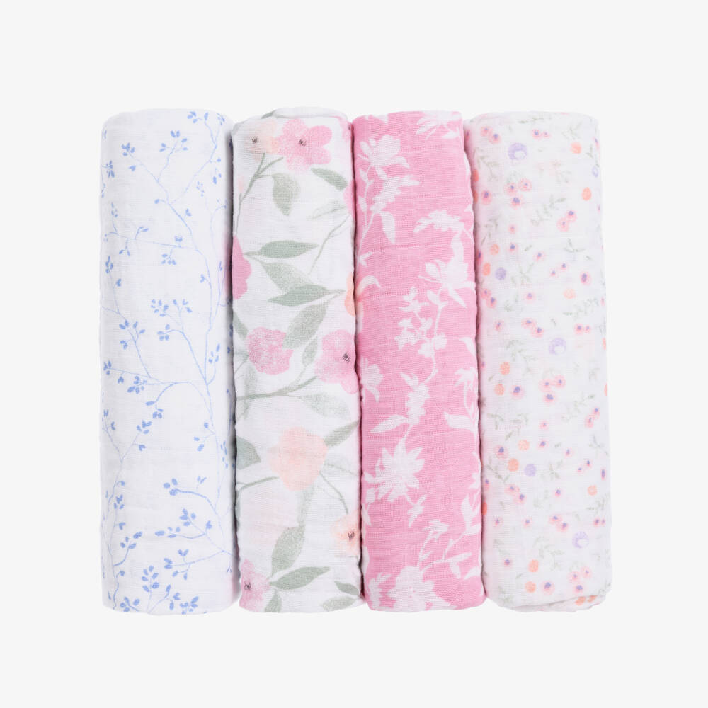aden + anais-Baby Girls Floral Muslin Swaddles (4 Pack) | Childrensalon
