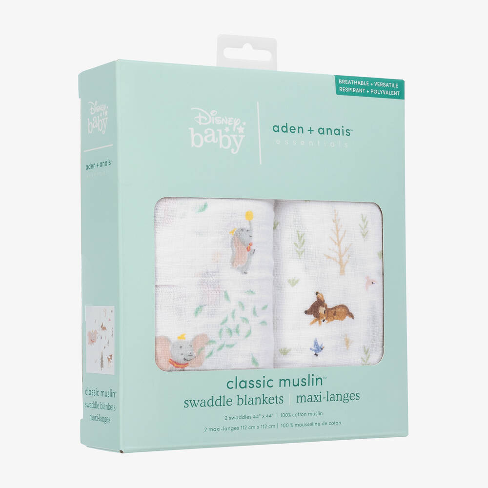 aden + anais-Белые пеленки из муслина Disney (2шт.) | Childrensalon