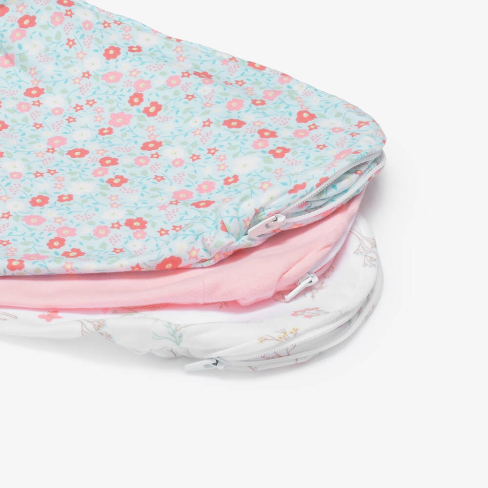 aden + anais-Pink Cotton Fairy Tale Flowers Wrap Swaddles (3 Pack) | Childrensalon