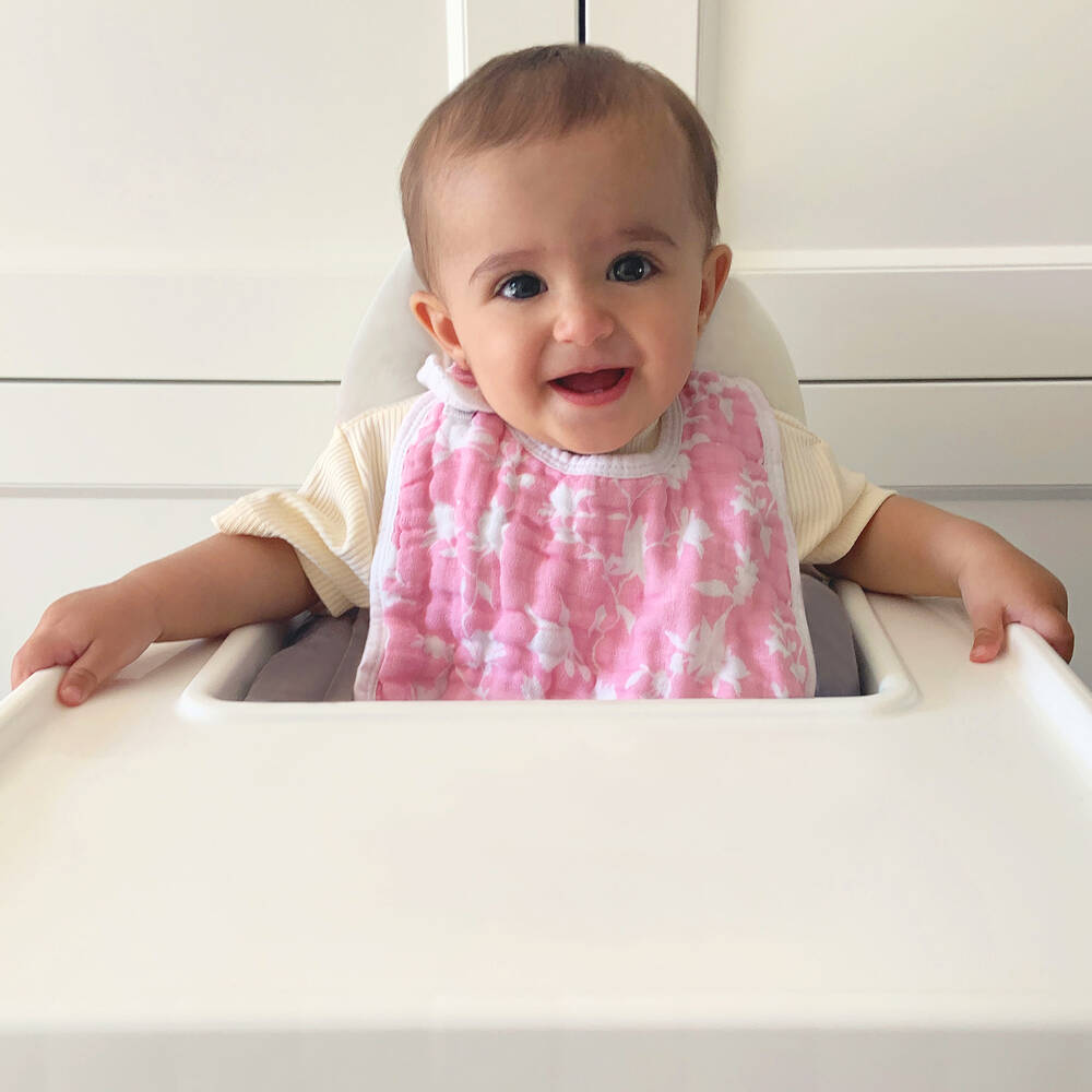 aden + anais-Pink & White Cotton Muslin Bibs (3 Pack) | Childrensalon