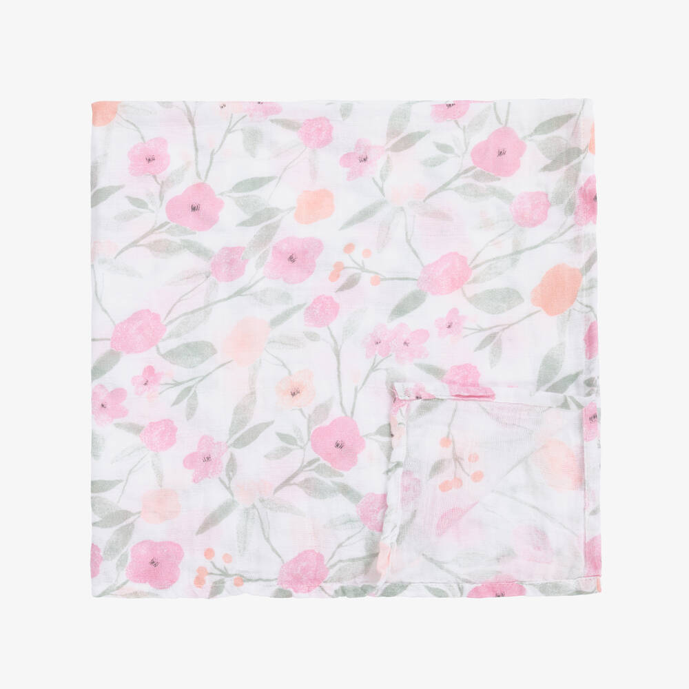 aden + anais-Pink & White Cotton Muslin Cloths (3 Pack) | Childrensalon