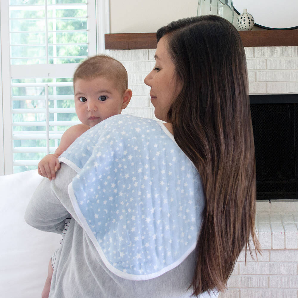 aden + anais-White & Blue Muslin Burpy Bibs (2 Pack) | Childrensalon