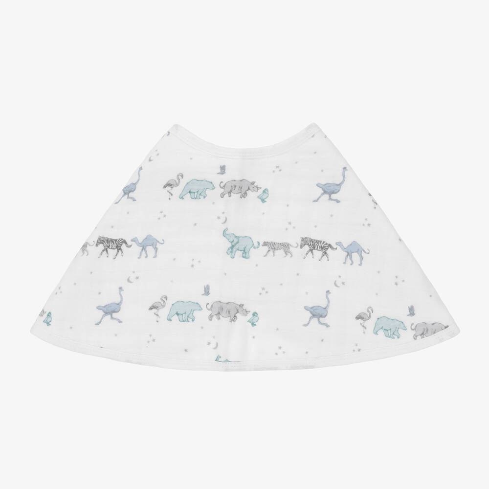 aden + anais-White & Blue Muslin Burpy Bibs (2 Pack) | Childrensalon