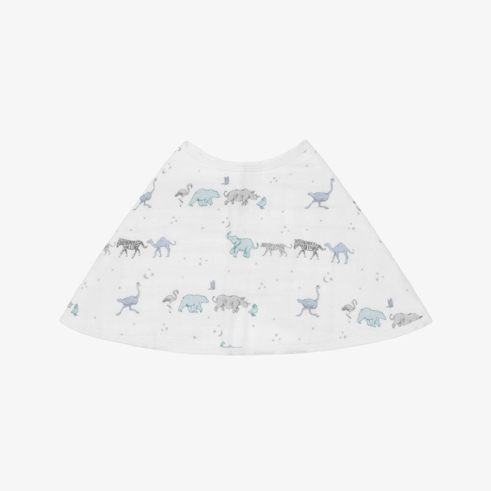 aden + anais-White & Blue Muslin Burpy Bibs (2 Pack) | Childrensalon