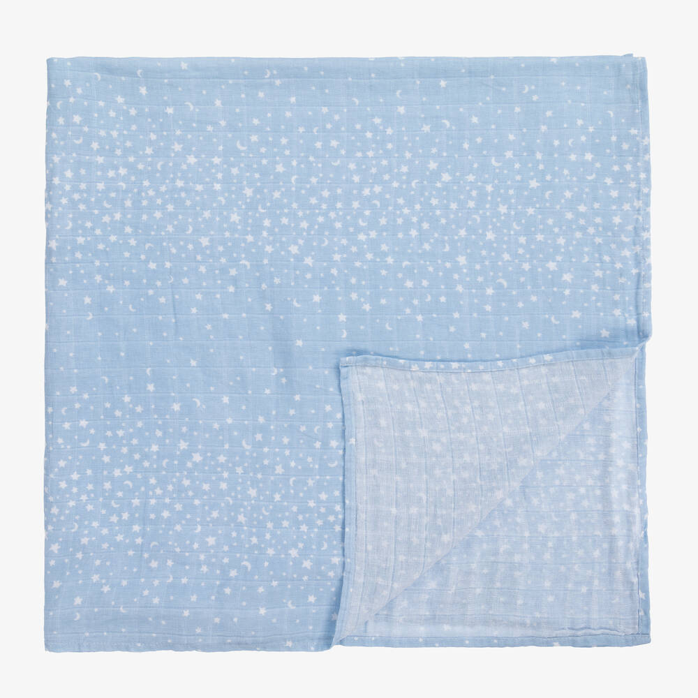 aden + anais-White & Blue Muslin Swaddles (4 Pack) | Childrensalon