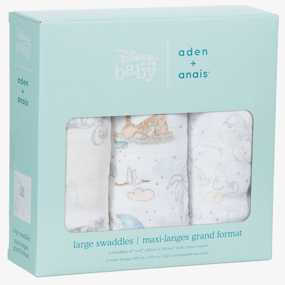 aden + anais-Белые хлопковые пеленки Disney (3шт.) | Childrensalon