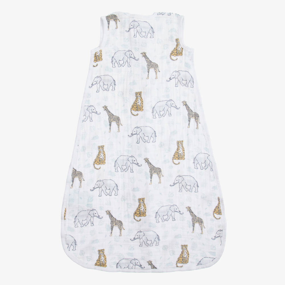 aden + anais-White Cotton Muslin Sleeping Bag | Childrensalon