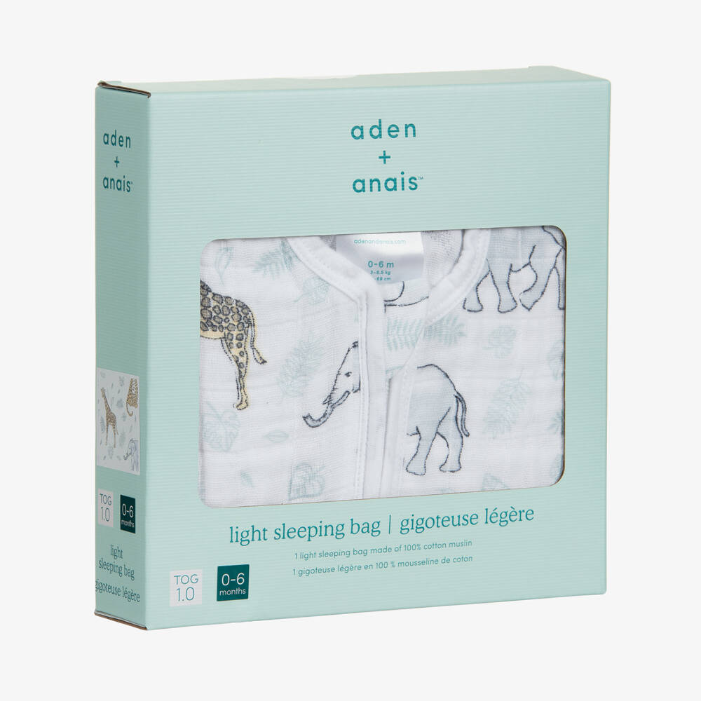 aden + anais-White Cotton Muslin Sleeping Bag | Childrensalon