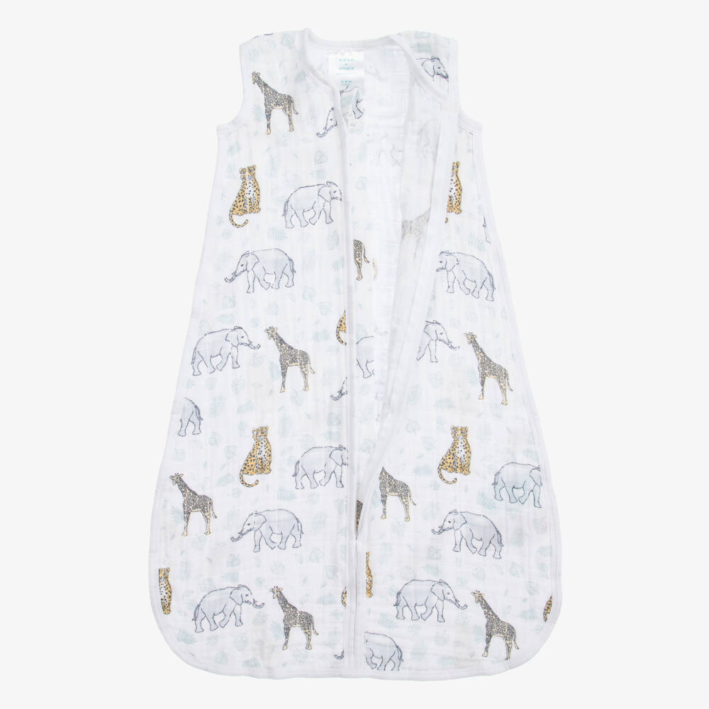 aden + anais-White Cotton Muslin Sleeping Bag | Childrensalon