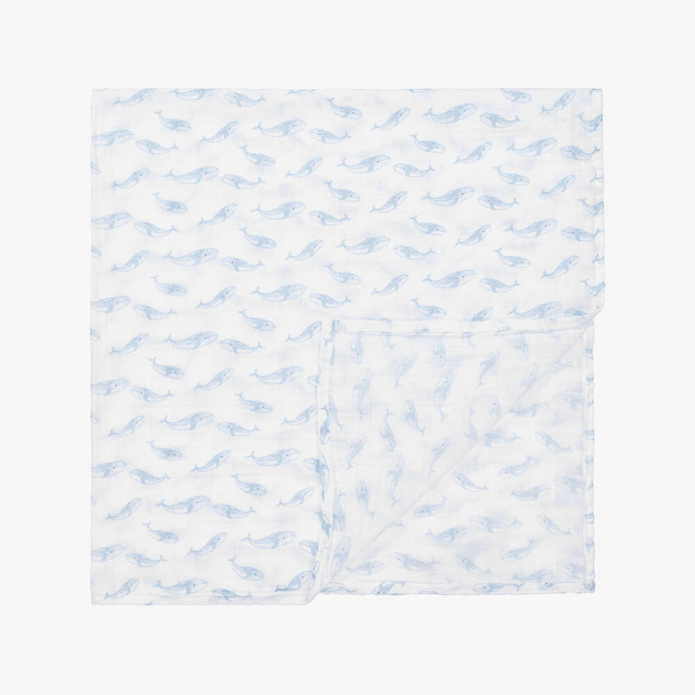 aden + anais-White Cotton Ocean Print Muslin Swaddles (4 Pack) | Childrensalon