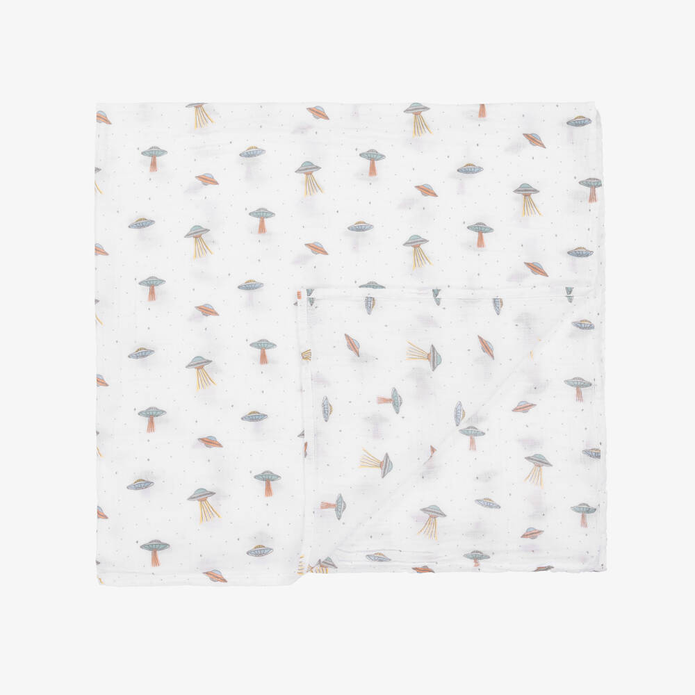 aden + anais-White Cotton Space Print Muslin Swaddles (4 Pack) | Childrensalon