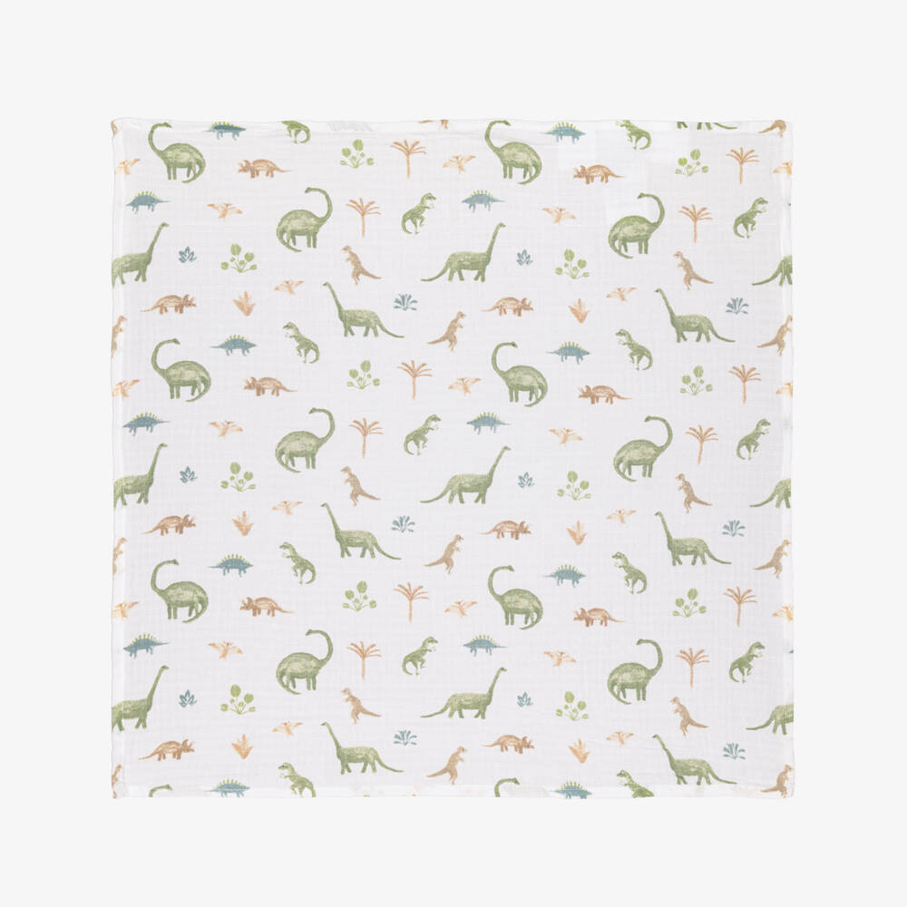 aden + anais-White Dinosaur Jungle Muslin Squares (5 Pack) | Childrensalon