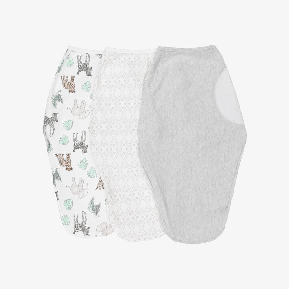 aden + anais-White & Grey Cotton Toile Wrap Swaddles (3 Pack) | Childrensalon