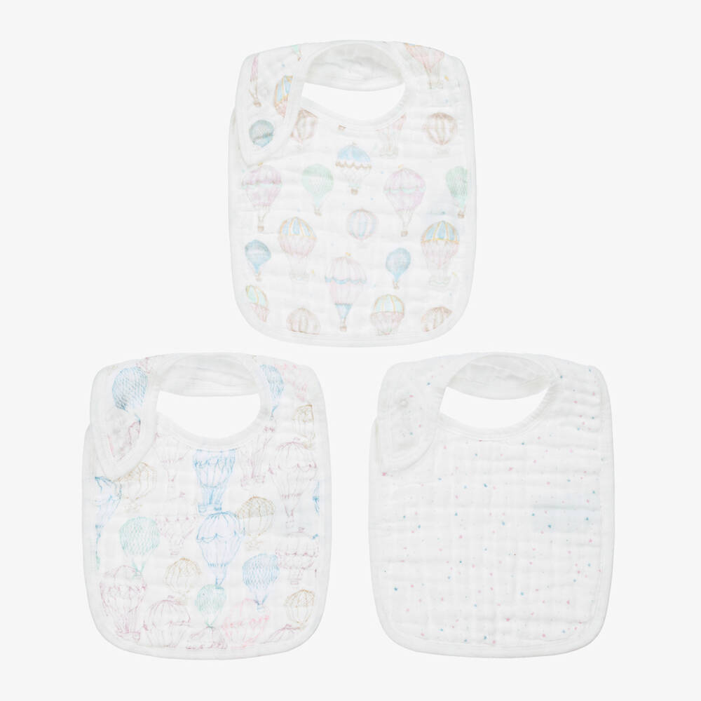 aden + anais-White Organic Cotton Baby Bibs (3 Pack) | Childrensalon