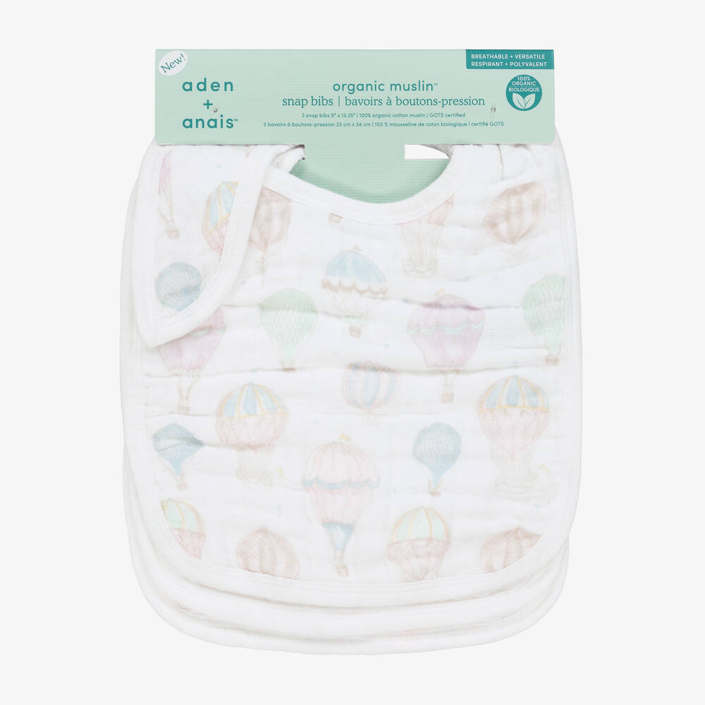 aden + anais-Белые слюнявчики из органического хлопка (3шт.) | Childrensalon