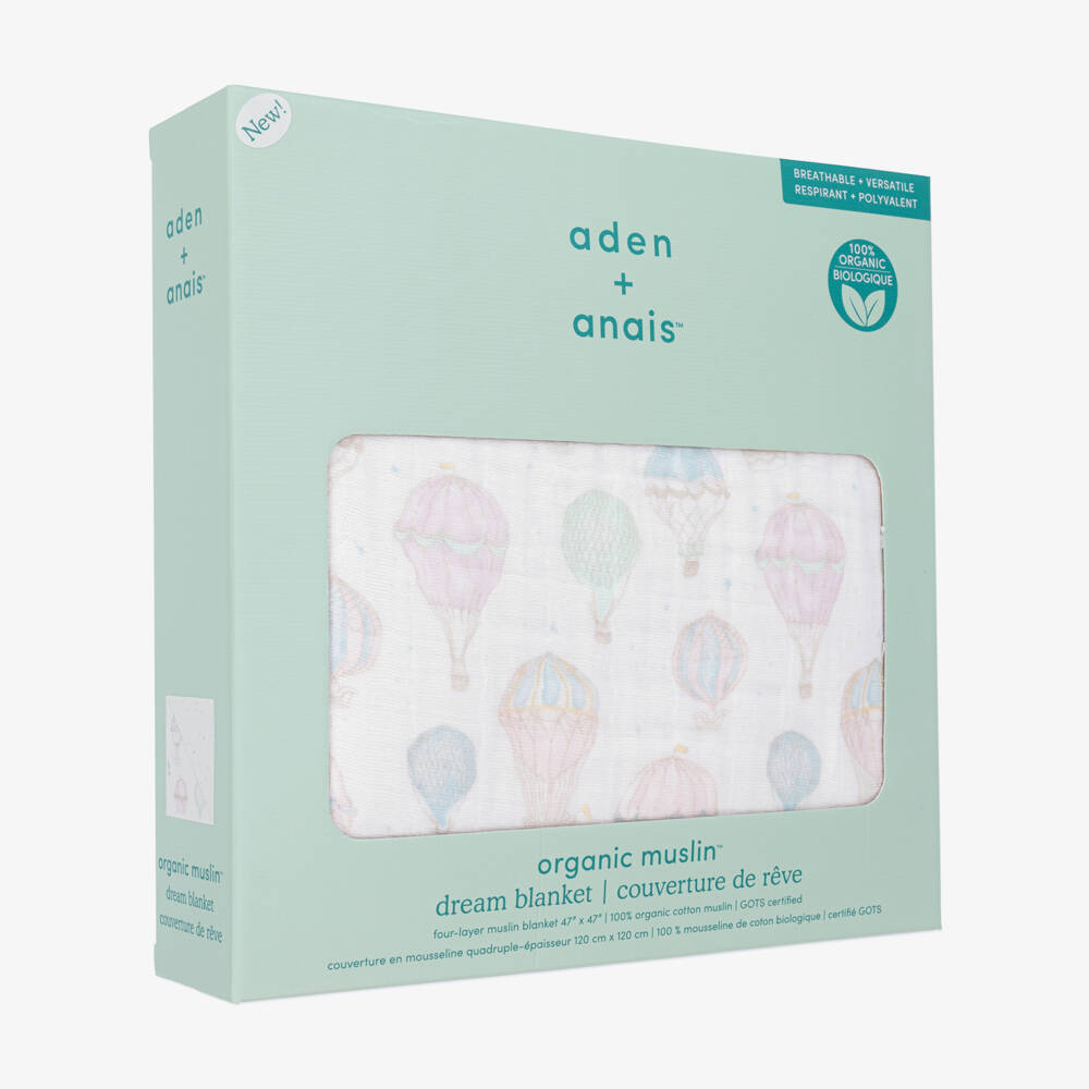 aden + anais-White Organic Cotton Muslin Blanket (120cm) | Childrensalon