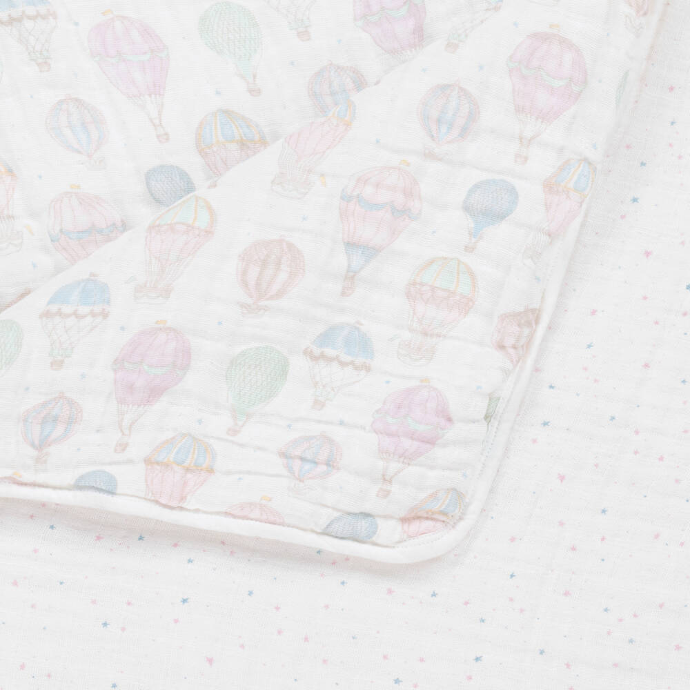 aden + anais-White Organic Cotton Muslin Blanket (120cm) | Childrensalon