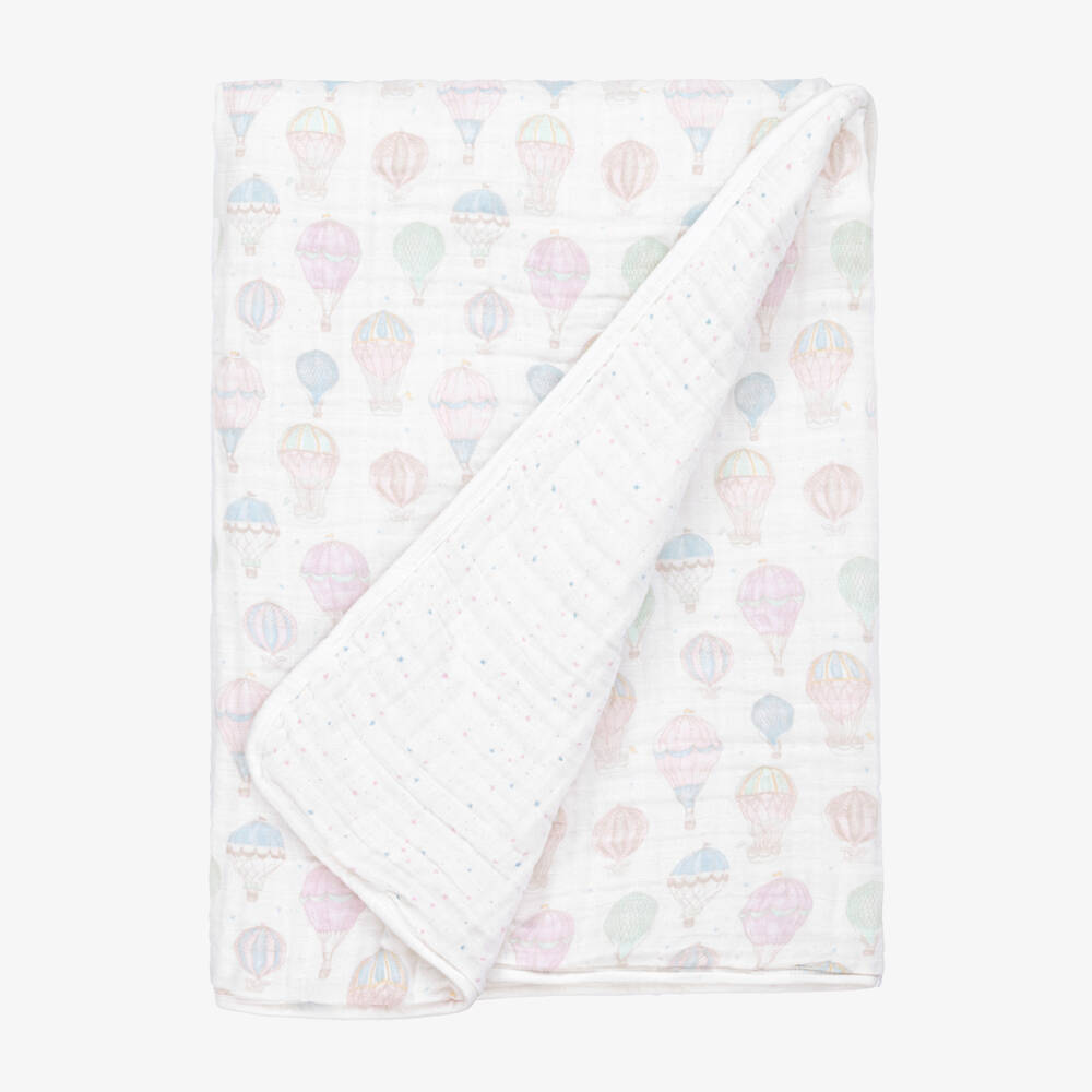 aden + anais-White Organic Cotton Muslin Blanket (120cm) | Childrensalon