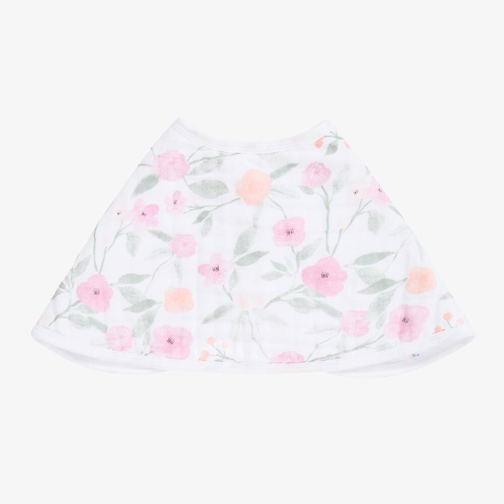 aden + anais-White & Pink Cotton Muslin Burpy Bibs (2 Pack) | Childrensalon