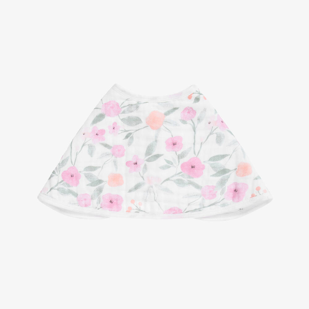 aden + anais-White & Pink Cotton Muslin Burpy Bibs (2 Pack) | Childrensalon