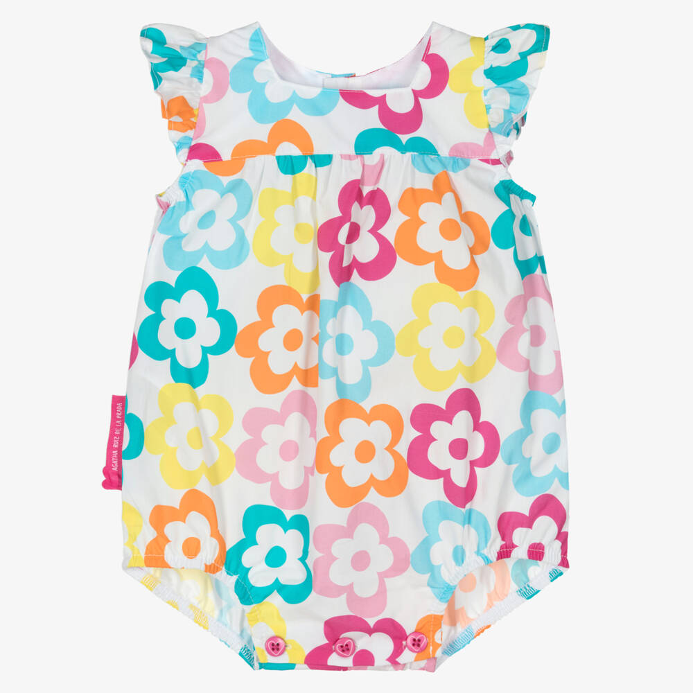 Agatha Ruiz de la Prada-Baby Girls Cotton Shortie with Colourful Flower Print | Childrensalon
