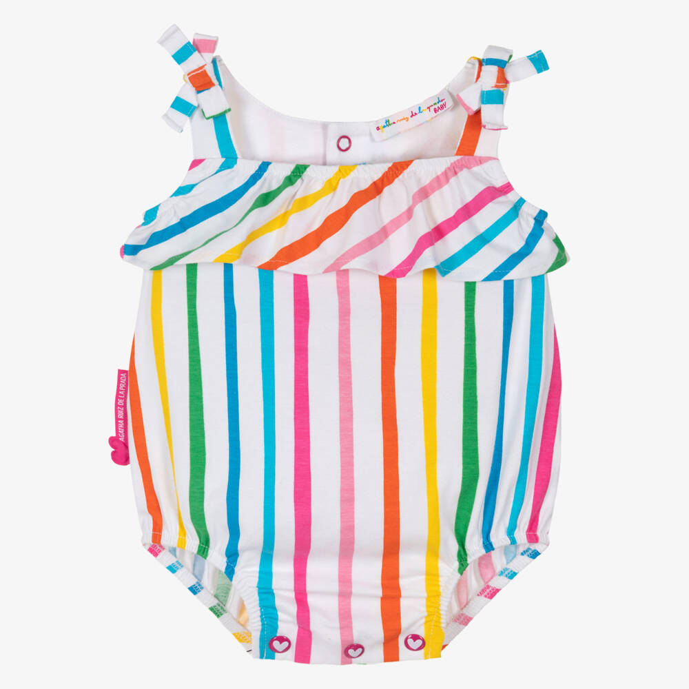 Agatha Ruiz de la Prada-Baby Girls Multicolour Striped Cotton Shortie | Childrensalon