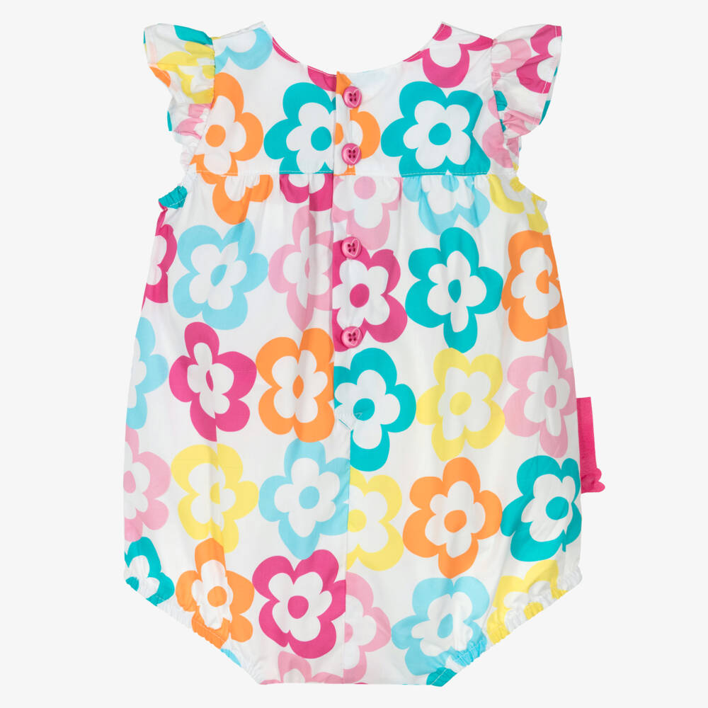 Agatha Ruiz de la Prada-Baby Girls WhiteCotton Shortie with Colourful Flower Print | Childrensalon